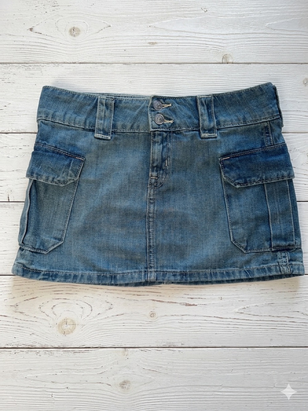 H&M Divided Blue Low Rise Denim Cargo Utility Mini Skirt Size XS Y2K Gorpcore